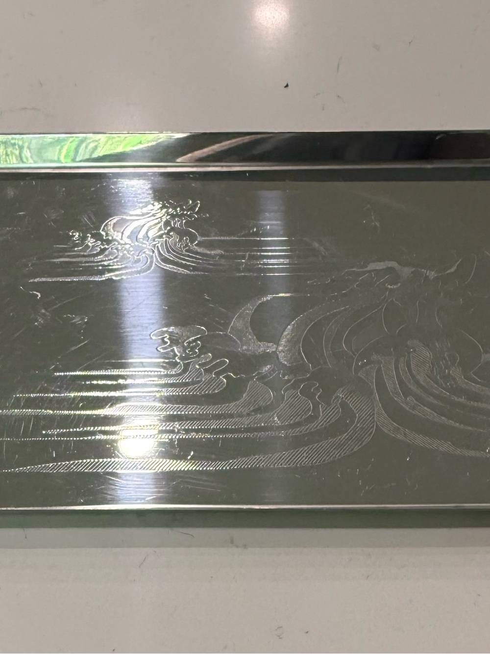 Vintage F.A.T.A. INOX 18/10 Italian MCM Stainless Serving Tray engraved waves